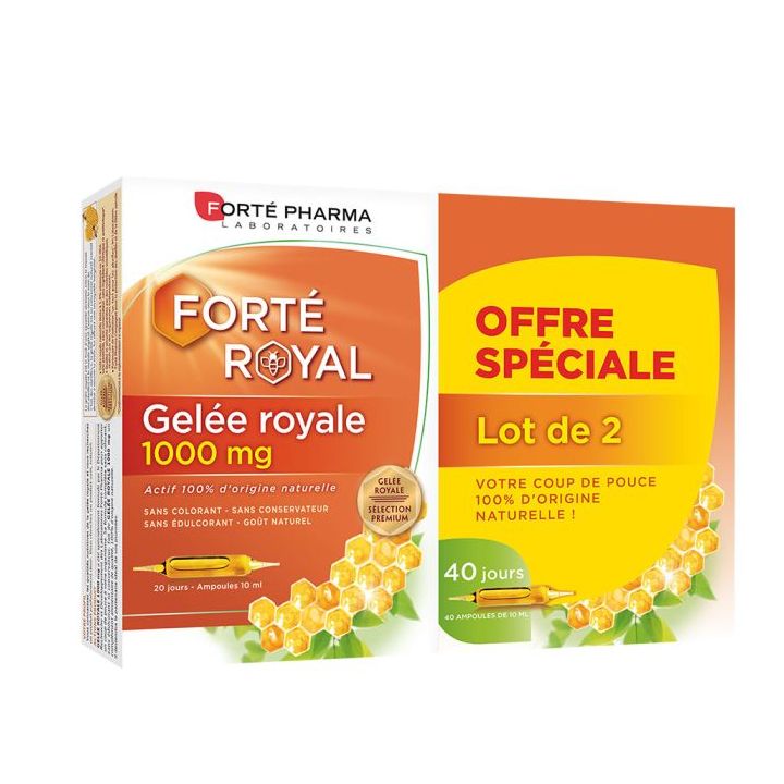 Gelee Royale 1000 mg Forté Pharma - 2 Schachteln mit 20 Ampullen à 10 ml