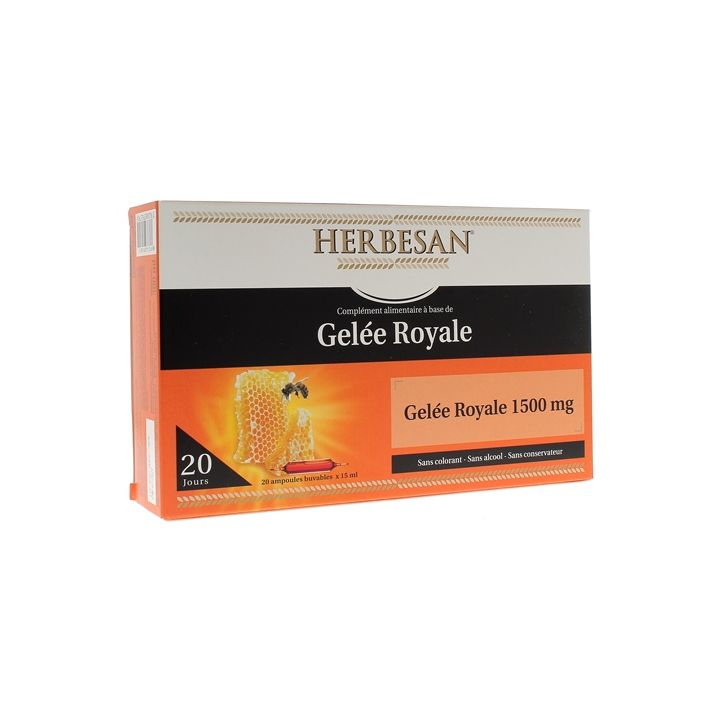 Gelee Royale 1500 mg Herbesan - Box mit 20 Ampullen
