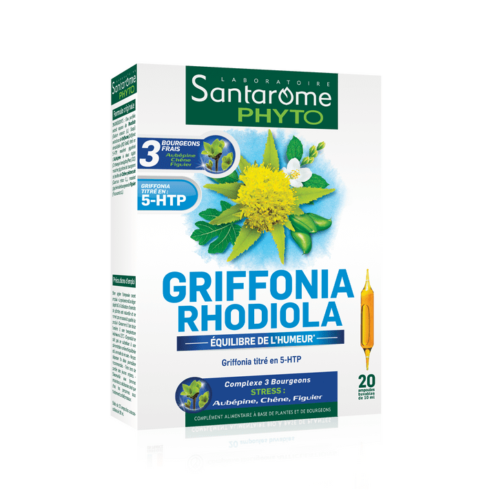 Griffonia Rhodiola Bio Stimmungsausgleich Santarome - Packung mit 20 Ampullen