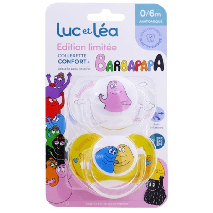 Limitierte Auflage Barbapapa Schnuller 0/6 Monate Luc und Léa - Set mit 2 Schnullern