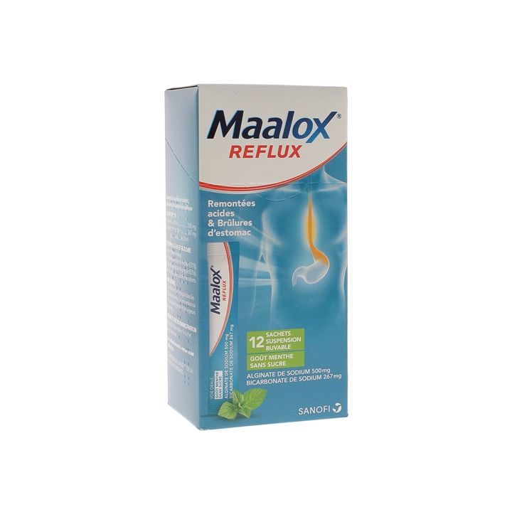 Maalox Reflux Suspension zum Trinken in Beuteln - Packung mit 12 Beuteln