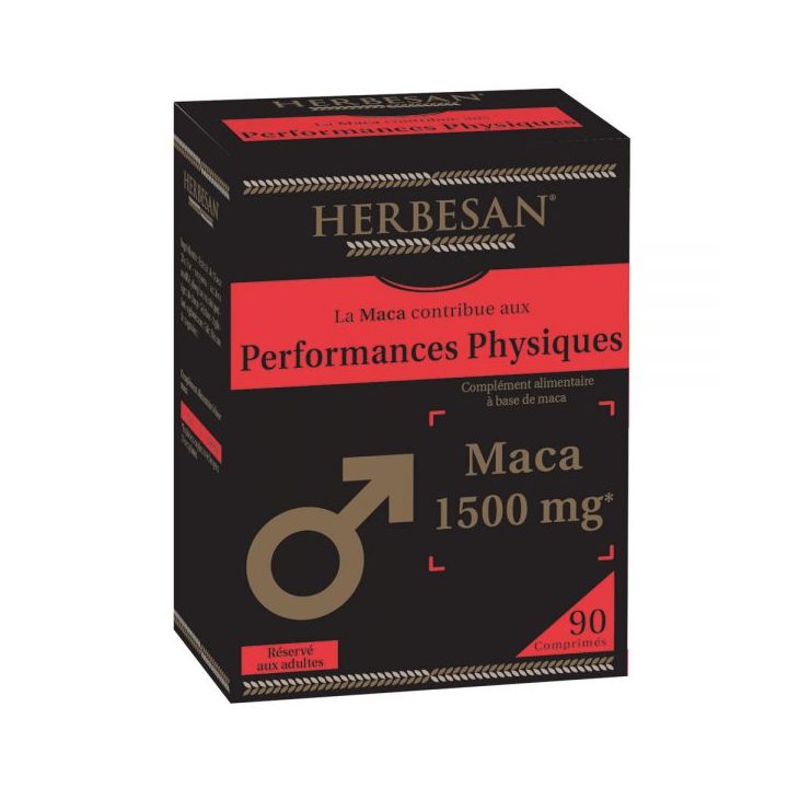 Maca 1500 mg Physische Leistungen Herbesan - Packung mit 90 Tabletten