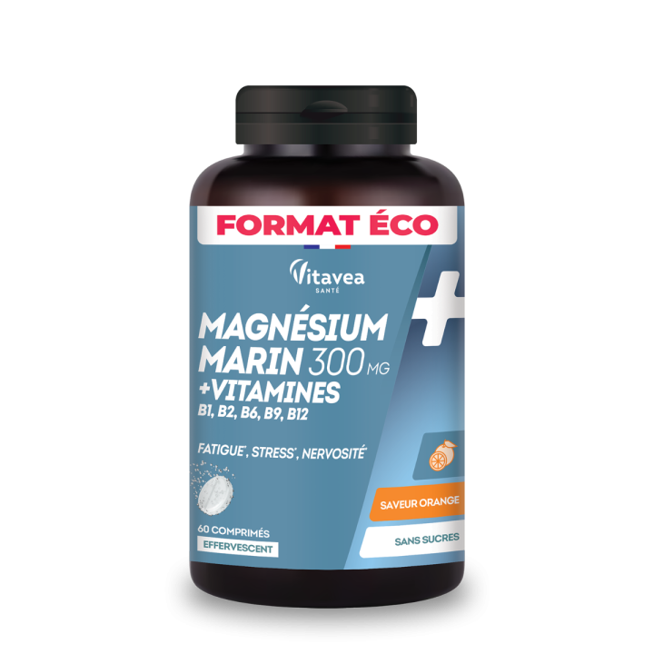 Magnesium + Vitamine B1, B2, B6 Entspannung Vitavea - Packung mit 60 Brausetabletten