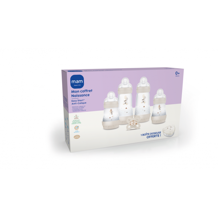 Mein Easy Start Anti-Kolik Geburtssatz von MAM - 4 Flaschen + 1 Schnuller + 1 kostenlose Dosierbox