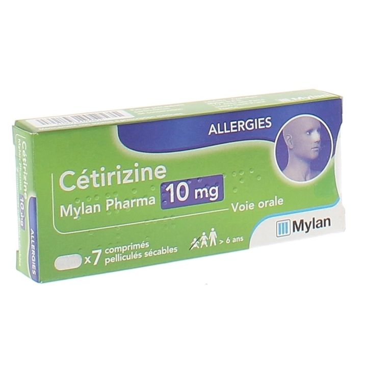 Ceterizin 10 mg Mylan Filmtabletten zum Teilen - Packung mit 7 Tabletten