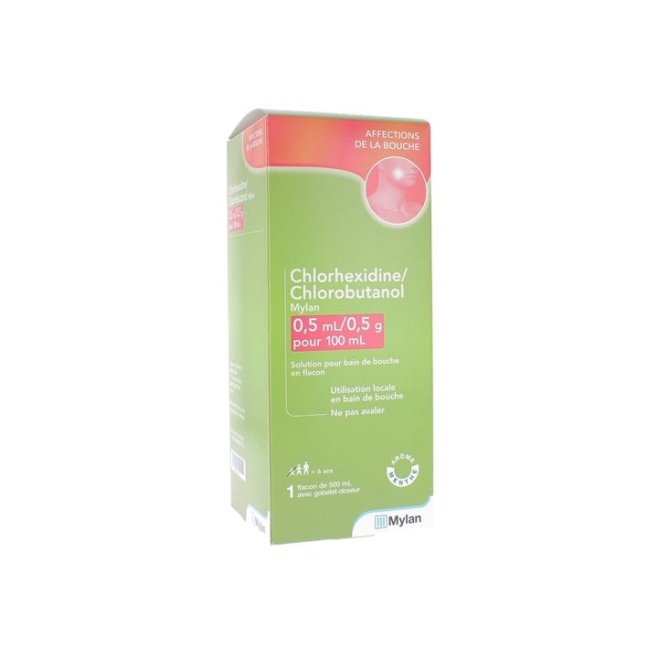 Chlorhexidin Chlorobutanol Mylan 0,5ml/0,5g Lösung zum Mundspülen - Flasche mit 500ml