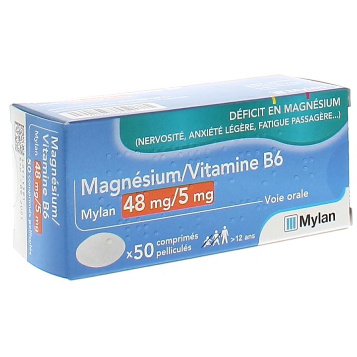 Magnesium Vitamin B6 Mylan 48mg/5mg - 50 filmtabletten
