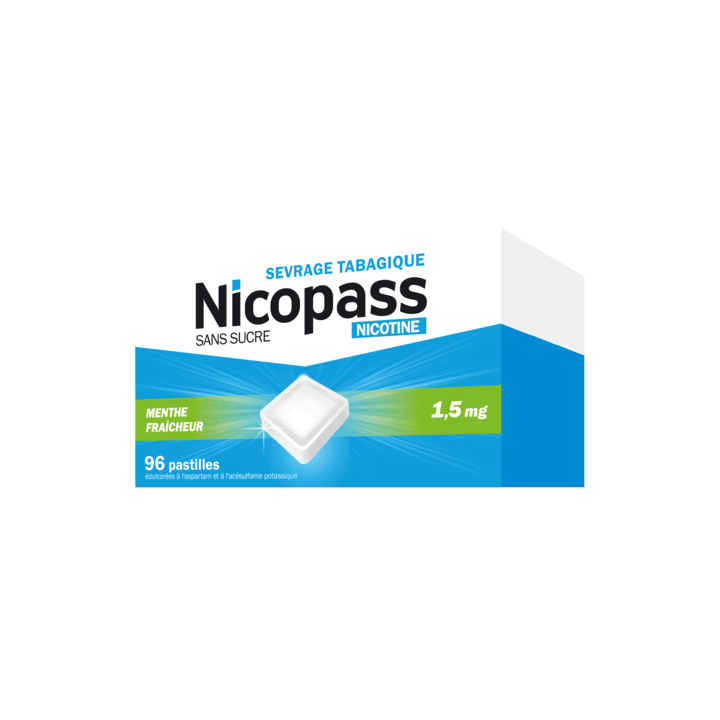 Nicopass ohne Zucker frische Minze 1,5mg Lutschtabletten - Packung mit 96 Tabletten