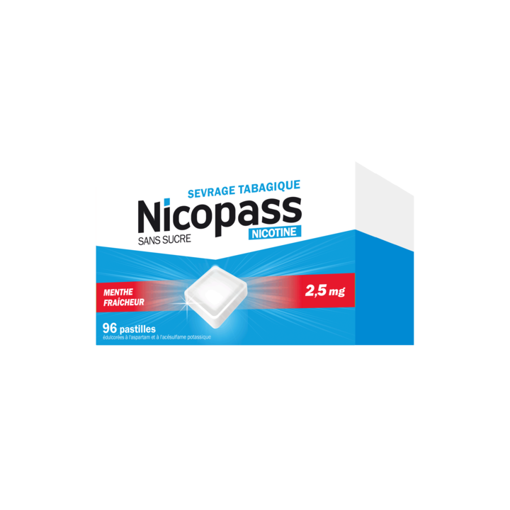 Nicopass frische Minze 2,5mg - Packung mit 96 Pastillen