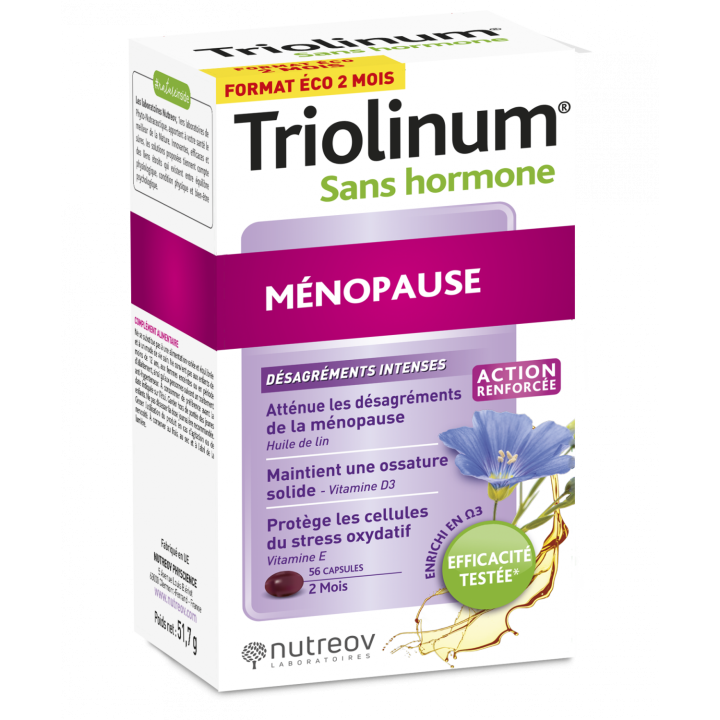 Triolinum ohne Hormone intensive Menopause Nutreov - Packung mit 56 Kapseln