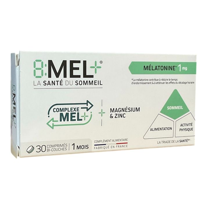 8:Mel+ die Schlafgesundheit Melatonin 1mg Menarini - Packung mit 30 Tabletten