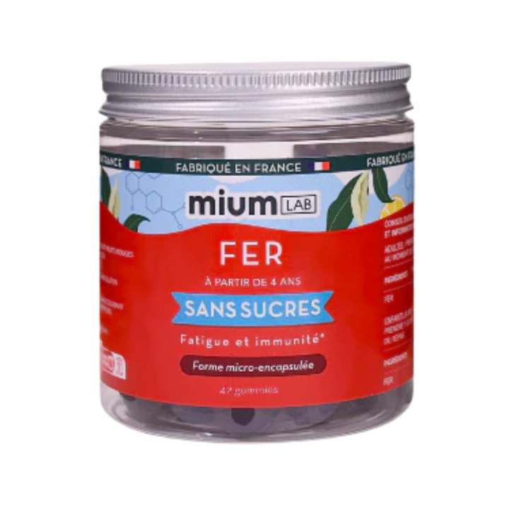 Eisen-Gummis ohne Zucker Mium Lab - Dose mit 42 Gummis