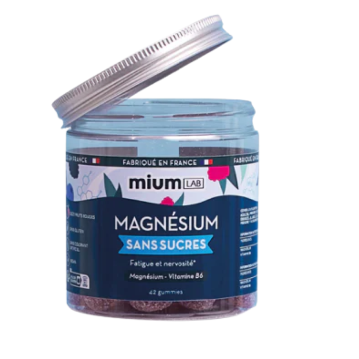 Zuckerfreie Magnesium-Gummis Mium Lab - Dose mit 42 Gummis