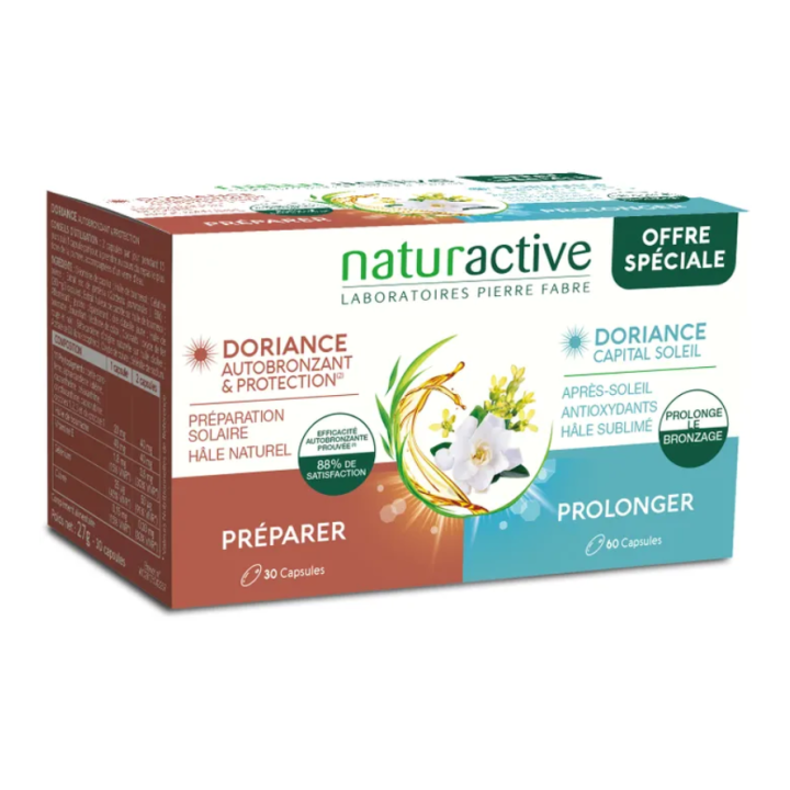 Doriance Selbstbräuner und Kapital Sonne Naturactive - eine Packung mit 30 Kapseln und eine Packung mit 60 Kapseln