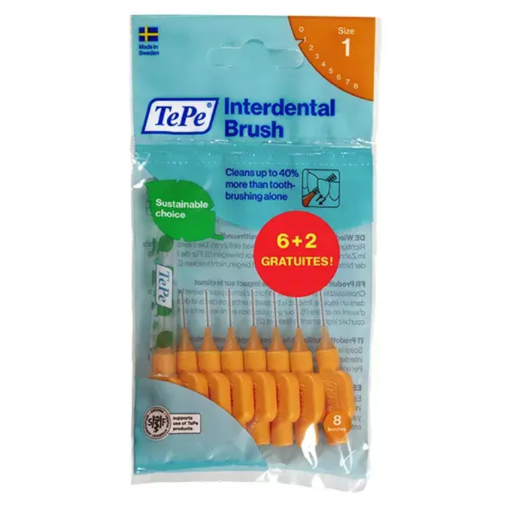 Interdentalbürsten orange Größe 1 (0,45 mm) TePe - 6 Bürsten + 2 gratis