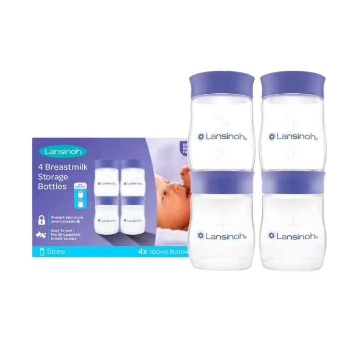 Stapelbare Milchaufbewahrungsgläser Lansinoh - 4 Gläser zu 160 ml