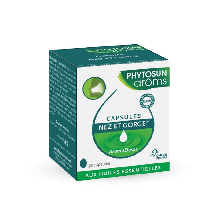 Aromadosen für Nase und Rachen mit ätherischen Ölen Phytosun arôms - 30 Kapseln