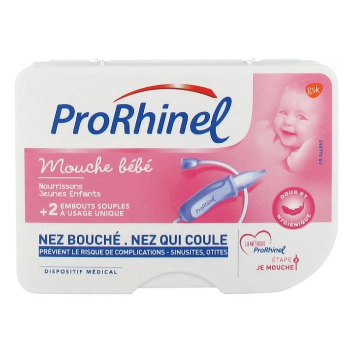 Baby Nasal Aspirator ProRhinel - Box containing 1 baby nasal aspirator + 2 disposable tips
