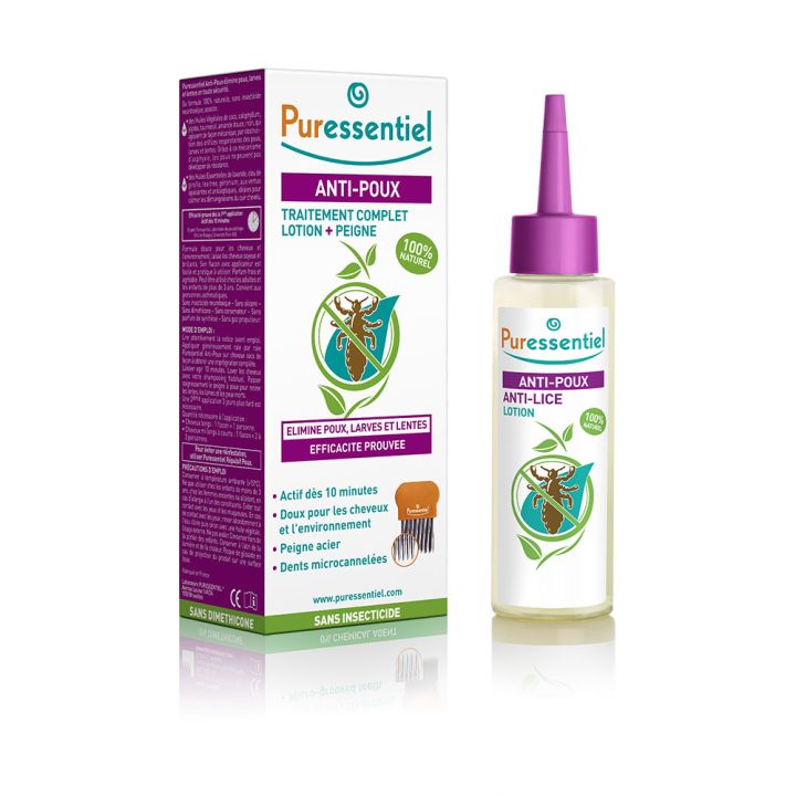 Puressentiel Anti-Läuse Komplettbehandlung Lotion + Kamm - Flasche mit 100 ml