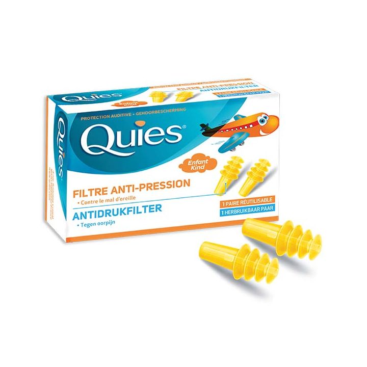 Gehörschutz Anti-Druck-Filter für Kinder Quies - Box mit einem wiederverwendbaren Paar