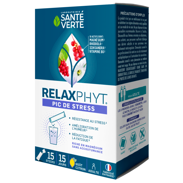 RelaxPhyt Stressspitzen Gesundheit Grün - Box mit 15 Sticks