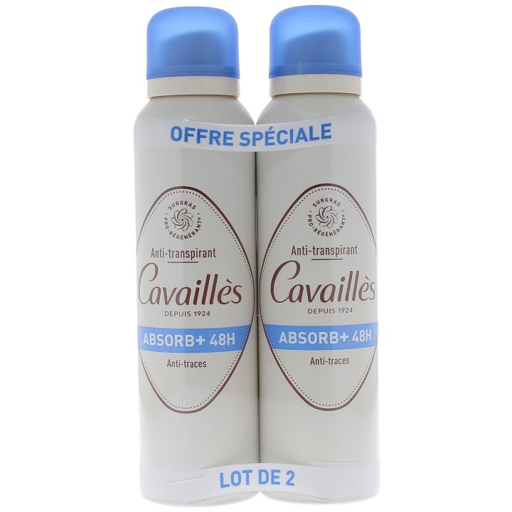 Deodorant absorb+ 48h Rogé Cavaillès - 2er Pack mit 150 ml Sprays