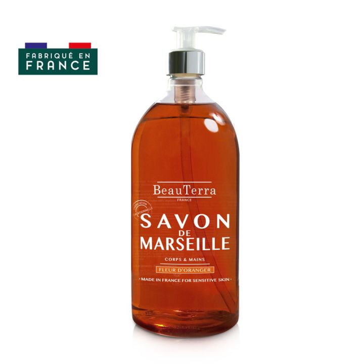Marseiller Seife Orangenblüte Beauterra - Pumpflasche 1L