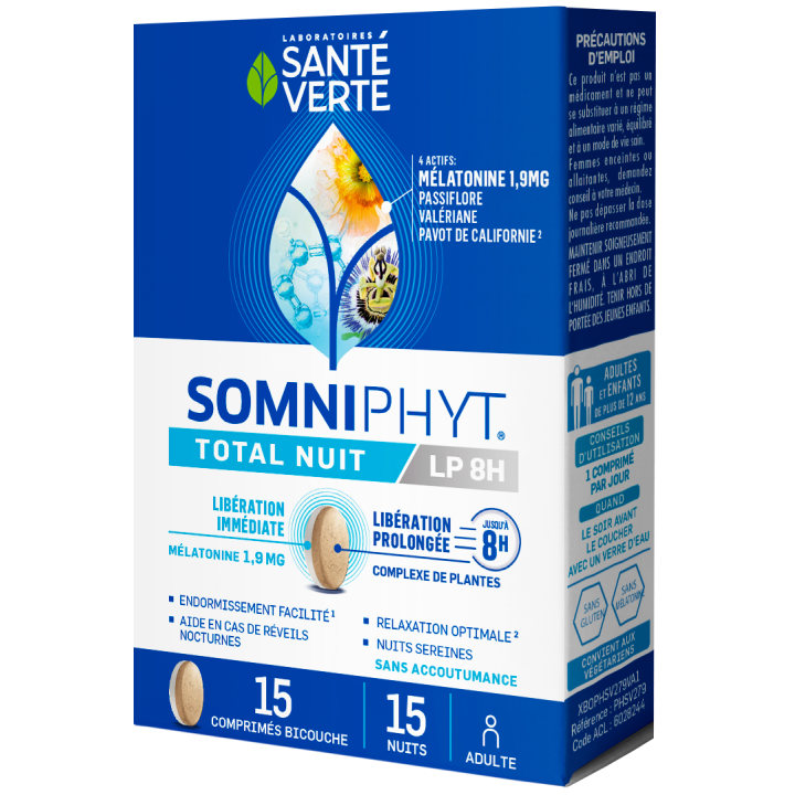 Somniphyt Total Nacht LP 1,9 mg Santé Verte - Packung mit 15 Tabletten