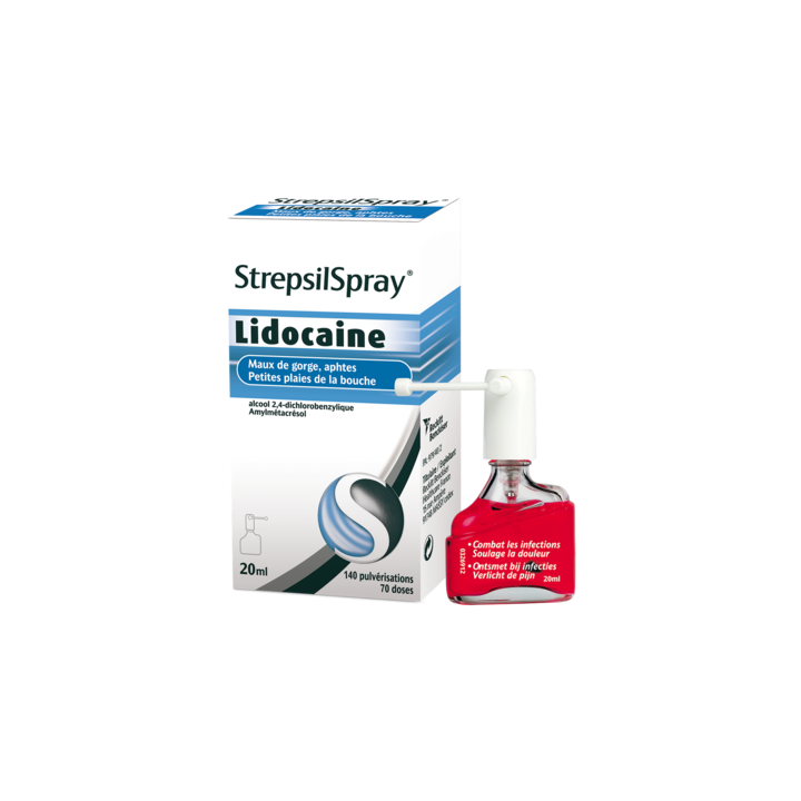 Strepsilspray Lidocain Gurgellösung - Flasche mit 20 ml