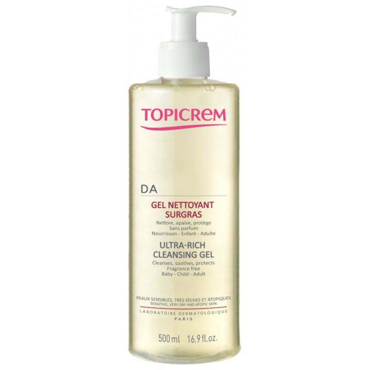 DA überfettendes Reinigungsgel Topicrem - Pumpflasche mit 500 ml
