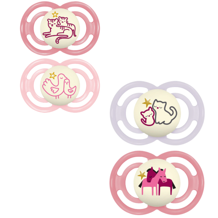 Schnuller Perfect Nacht 6+ Monate Mam - Packung mit 2 Schnullern - Rosa