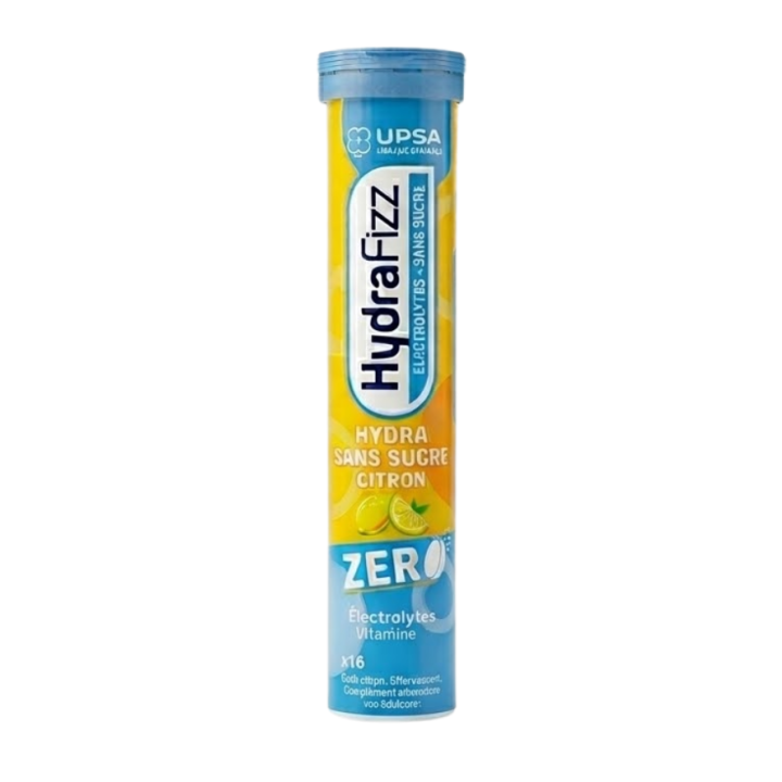 HydraFizz zuckerfreies Zitronenhydra ohne Zitronengeschmack Upsa - Tube mit 16 Brausetabletten