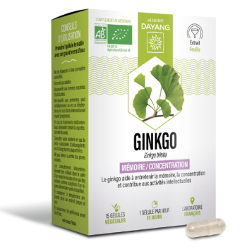 Ginkgo Gedächtnis und Konzentration Dayang - Schachtel mit 15 Kapseln