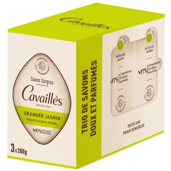 Überfettete Seife Orange Jasmin Rogé Cavaillès - 3er Pack à 200g