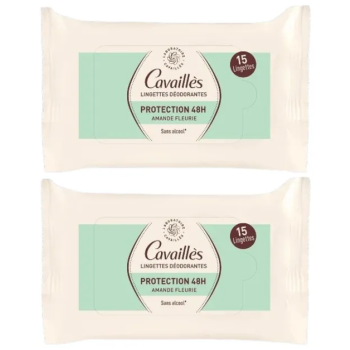 Sonderangebot 2x15 Deodorant-Tücher Schutz 48h Rogé Cavaillès - 2 Packungen mit 15 Tüchern