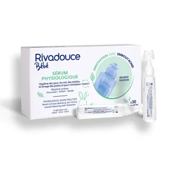 Rivadouce physiologische Kochsalzlösung für Babys - Packung mit 30 Dosen zu je 5 ml