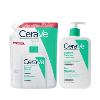 CeraVe Schaum-Gel für das Gesicht - eine Pumpflasche mit 473 ml und eine Nachfüllpackung mit 473 ml Sonderangebot