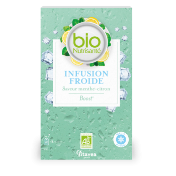Kalte Infusion Geschmack Booster Minze-Zitrone Bio Vitavea - Box mit 20 Beuteln