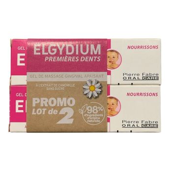 Beruhigendes Zahnfleischmassagegel für erste Zähne Elgydium - 2er-Pack mit 15ml Sonderangebot