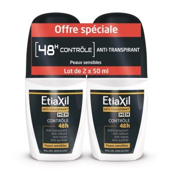 Antitranspirant für Männer 48h Kontrolle Etiaxil - 2er Pack 50ml Roll-ons