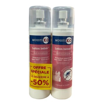 Mousti K.O. Mückenschutzlotion für Babys ab 6 Monaten und schwangere Frauen Grüne Marke - 2er-Pack mit 100 ml Sprays Sonderangebot