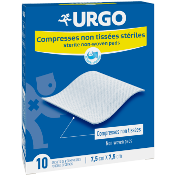 Sterile Vlieskompressen Urgo - 10 Beutel mit 2 Kompressen 7,5 x 7,5 cm