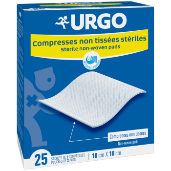 Urgo sterile Vlieskompressen - 25 Beutel mit 2 Kompressen 10 x 10 cm