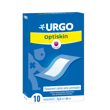 Steriler semipermeabler Verband Optiskin Urgo - Schachtel mit 10 Verbänden 5,3 cm x 8 cm