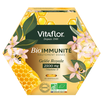 Gelee Royale 2500 mg Vitamin D bio Vitaflor - Packung mit 20 Ampullen