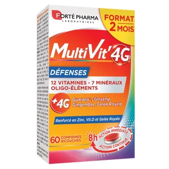 MultiVit' 4G Abwehr Forté Pharma - Packung mit 60 zweischichtigen Tabletten