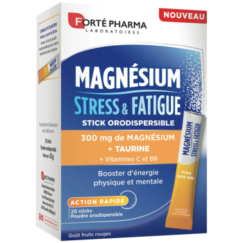 Magnesium Stress & Müdigkeit Forté Pharma - Packung mit 20 Sticks
