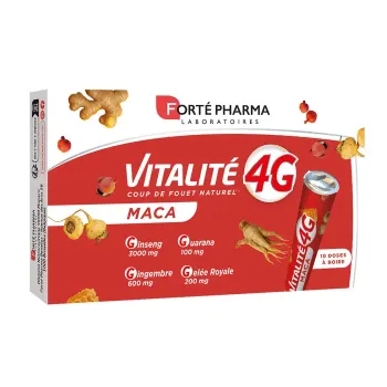 Vitalität 4G MACA Forté Pharma - Packung mit 10 Trinkampullen