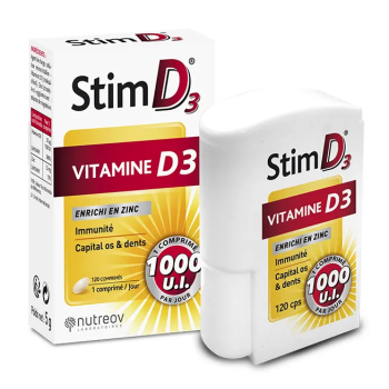 Stim D3 Vitamin D3 + Zink Nutreov - Packung mit 120 Tabletten