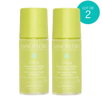 Deodorant Frische Anti-Spuren 24h Citrus Bio Sanoflore - 2er Pack Roll-On 50ml